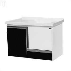 GABINETE PARA BANHEIRO LOCATT 0.80 BERLIM BRANCO/PRETO