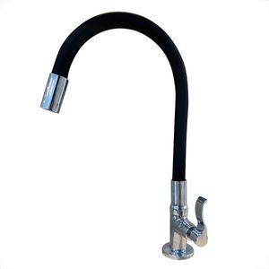 TORNEIRA EMA PIA COZINHA MESA FLEX PRETA C-70 1/4 VOLTA