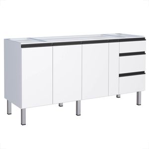 GABINETE COZIMAX GAIA FLAT BRANCO 3 GAVETAS 2,00MT C/ PUXADOR PRETO
