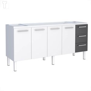 GABINETE COZIMAX VENUS FLAT BRANCO/PRETO COM 3 GAVETAS 1.92 X 50