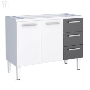 GABINETE COZIMAX VENUS FLAT BRANCO/PRETO COM 3 GAVETAS 1.17 X 50