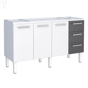 GABINETE COZIMAX VENUS FLAT BRANCO/PRETO COM 3 GAVETAS 1.45 X 50