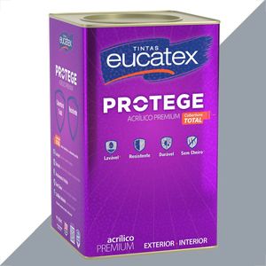 TINTA LATEX EUCATEX PROTEGE ACRILICO PREMIUM FOSCO CINZA PRATA 18L