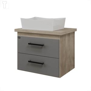 TOUCADOR LOCATT HOLANDA 60 COM CUBA CONCAVA BRANCA BARRIQUE/COBALTO
