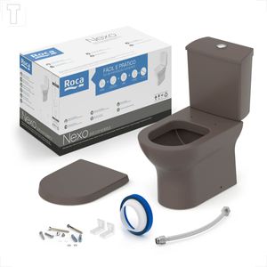 BACIA SANITARIA ROCA NEXO COM CAIXA ACOPLADA CAFE + KIT INSTALACAO + ASSENTO TERMOFIXO