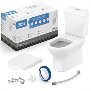 BACIA SANITARIA ROCA NEXO COM CAIXA ACOPLADA BRANCA + KIT INSTALACAO + ASSENTO PP