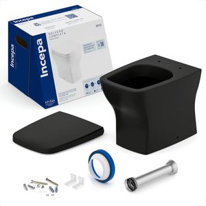 BACIA SANITARIA INCEPA BOSS CONVENCIONAL MATTE BLACK + KIT INSTALACAO + ASSENTO TERMOFIXO