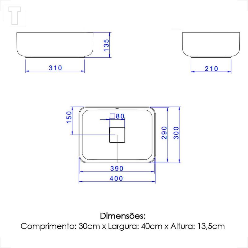 CUBA DECA APOIO RETANGULAR L.13040.17 BRANCO 400MM CUBA DECA APOIO RETANGULAR L.13040.17 BRANCO 400MM