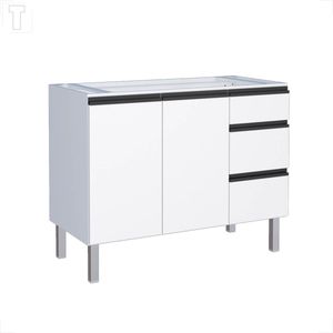 GABINETE COZIMAX GAIA FLAT BRANCO 3 GAVETAS 1,20MT C/ PUXADOR PRETO
