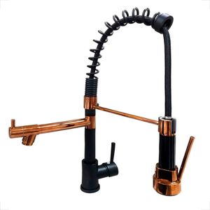 MISTURADOR MONOCOMANDO KIMETAIS 1867 COZINHA MESA GOURMET BLACK MATTE/GOLD GATILHO