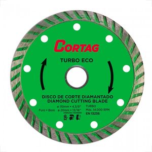 DISCO CORTAG DIAMANTADO TURBO ECO 110MM FURO 20MM VERDE P/SERRA MARMORE