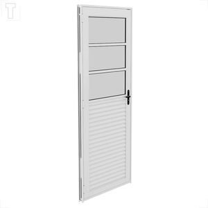PORTA BRASIL ALUMINIO BRANCO FACILITY MISTA COM VIDRO DIR 215X84X3,7 VIDRO MINI BOREAL - 10211