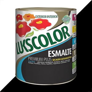 TINTA ESMALTE LUKSCOLOR BASE AGUA ACETINADO 900ML PRETO