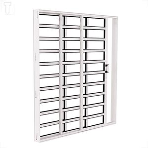PORTA BRASIL ALUMINIO BRANCO PREMIUM CORRER 3F HORIZONTAL D 215X200X10 VIDRO INCOLOR - 10849