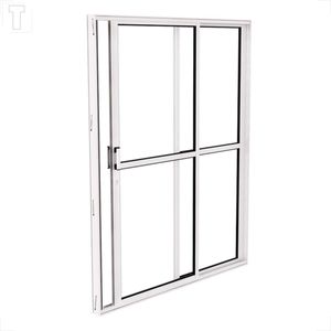 PORTA BRASIL ALUMINIO BRANCO PREMIUM CORRER PANORAMICA ESQ 215X120X6,4 2F VIDRO INCOLOR - 20303