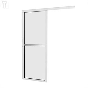 PORTA BRASIL ALUMINIO BRANCO PREMIUM CORRER PAREDE ESQUERDA 215X165X4,8 VIDRO INCOLOR - 10795