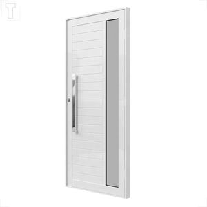 PORTA BRASIL ALUMINIO BRANCO PREMIUM LAMBRI 215X94X3,7 ESQUERDA VIDRO FUME PUXADOR POLIDO 80CM 12368