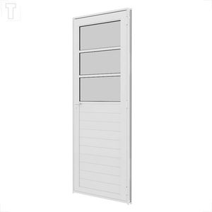 PORTA BRASIL ALUMINIO BRANCO PREMIUM LAMBRI MISTA ESQUERDA 215X84X3,7 VIDRO INCOLOR FIXO - 10602
