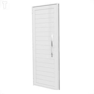 PORTA BRASIL ALUMINIO BRANCO PREMIUM LAMBRI SEM FRISO DIREITA 215X104X3,7 PUXADOR POLIDO 80CM - 12665