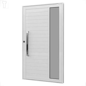 PORTA BRASIL ALUMINIO BRANCO PREMIUM PIVOTANTE C/ VIDRO FUME E PUXADOR POLIDO 80CM E 215X114X6 - 12346