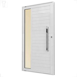 PORTA BRASIL ALUMINIO BRANCO PREMIUM PIVOTANTE C/ VIDRO CHAMPANHE E PUXADOR POLIDO 80CM D 217X114X6 - 12397