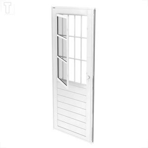 PORTA BRASIL ALUMINIO BRANCO PREMIUM POSTIGO LAMBRI C/ GRADE C/3 VIDRO LISO D 215X84X3,7 - 11187