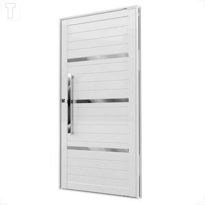 PORTA BRASIL ALUMINIO BRANCO PREMIUM LAMBRI PIVOTANTE 215X104X6,9 ESQIR C/FRISO E PUXADOR POLIDO 11042