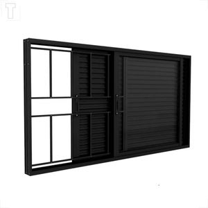 VENEZIANA BRASIL ALUMINIO PRETO FACILITY 100X150X7,2 3F COM GRADE VIDRO INCOLOR - P19249