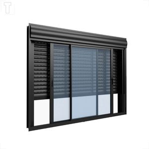 VENEZIANA BRASIL ALUMINIO PRETO FACILITY INTEGRADA 120X120X11 2F MOVEIS COM BOTOEIRA VIDRO INCOLOR - 19968