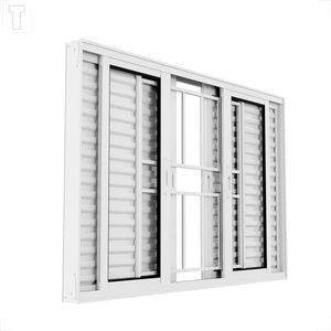 VENEZIANA BRASIL ALUMINIO BRANCO PREMIUM 100X200X10 6F COM GRADE - 10406