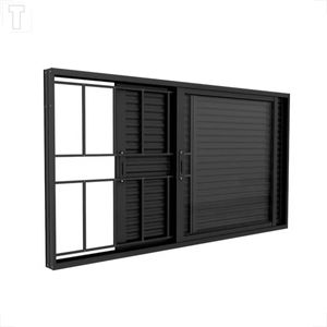 VENEZIANA BRASIL ALUMINIO PRETO PREMIUM 100X150X10 3F COM GRADE VIDRO INCOLOR - 13750