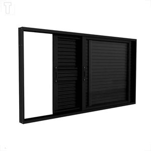 VENEZIANA BRASIL ALUMINIO PRETO PREMIUM 100X150X10 3F SEM GRADE - VIDRO INCOLOR LISO 13737