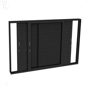 VENEZIANA BRASIL ALUMINIO PRETO PREMIUM 100X200X10 3F MOVEIS SEM GRADE VIDRO INCOLOR- 13963