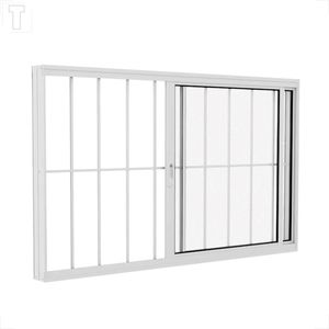 VITRO BRASIL ALUMINIO BRANCO CORRER FACILITY 60X80X7,2 2F COM GRADE E VIDRO MINI BOREAL - 12350
