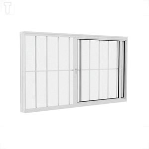 VITRO BRASIL ALUMINIO BRANCO CORRER PREMIUM 60X100X10 2F COM GRADE E VIDRO MINI BOREAL - 11435