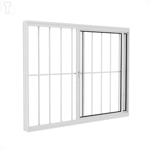 VITRO BRASIL ALUMINIO BRANCO CORRER PREMIUM PANORAMICO 100X150X10 2FOLHAS COM GRADE VIDRO LISO -10576