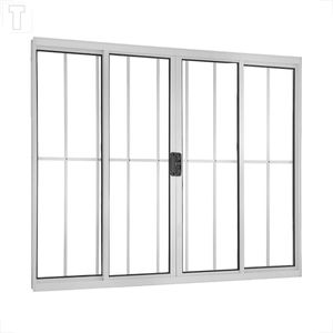 VITRO BRASIL ALUMINIO BRANCO CORRER SOFT 4F 100X120X7,2 C/GRADE VIDRO INCOLOR - 14747