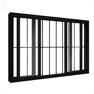 VITRO BRASIL ALUMINIO PRETO CORRER PANORAMICO PREMIUM 100X150X10 4FLS C/GRADE VIDRO INCOLOR - 13726