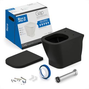 BACIA SANITARIA ROCA GAP CONVENCIONAL MATTE BLACK + KIT INSTALACAO + ASSENTO TERMOFIXO