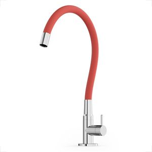 TORNEIRA INCEPA COZINHA MESA COLORS COM BICA FLEXIVEL VERMELHA B5004IECR0