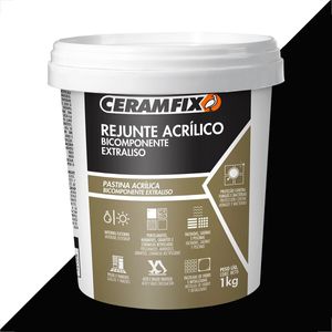REJUNTE CERAMFIX ACRILICO 1KG BICOMPONENTE EXTRALISO PRETO ABSOLUTO