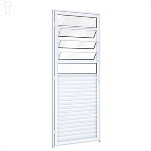 PORTA RIOBRAS ALUMINIO DE GIRO MISTA COM BASCULANTE BRANCA ESQUERDA 215X85X6.5 - A132.1