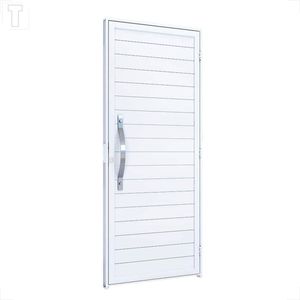 PORTA RIOBRAS ALUMINIO BRANCO DE GIRO LAMBRI SEM FRISO COM PUXADOR 40CM DIREITA 215X89X6,5 - A183.2