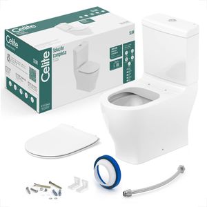 BACIA SANITARIA CELITE SLIM COM CAIXA ACOPLADA BRANCO + KIT INSTALACAO + ASSENTO