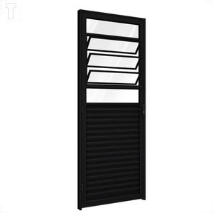 PORTA RIOBRAS ALUMINIO DE GIRO MISTA COM BASCULANTE PRETA ESQUERDA 215X85X6.5 -PA132.1