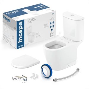BACIA SANITARIA INCEPA RIMLESS NEO BRANCA COM CAIXA ACOPLADA + KIT INSTALACAO + ASSENTO