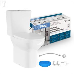 BACIA SANITARIA DECA FLEX COM CAIXA ACOPLADA BRANCO GELO KP.380.17 + KIT INSTALACAO + ASSENTO