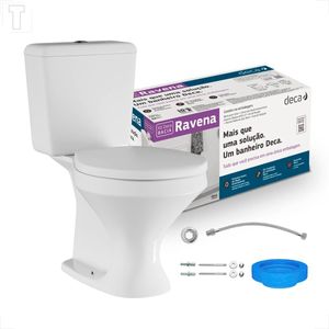BACIA SANITARIA DECA RAVENA COM CAIXA ACOPLADA BRANCO GELO KP.909.17 + KIT INSTALACAO + ASSENTO