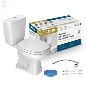 BACIA SANITARIA DECA ASPEN COM CAIXA ACOPLADA BRANCO GELO KP.750.17 + KIT INSTALACAO + ASSENTO