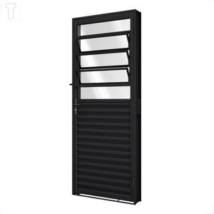 PORTA RIOBRAS PRONTA DE GIRO MISTA COM BASCULANTE DIREITA PRETA 215X85X12 - P1644.2